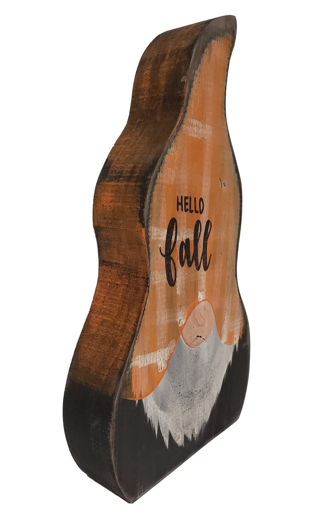 Primitive Hello Fall Wood Gnome Shelf Sitter Porch Seasonal Decor