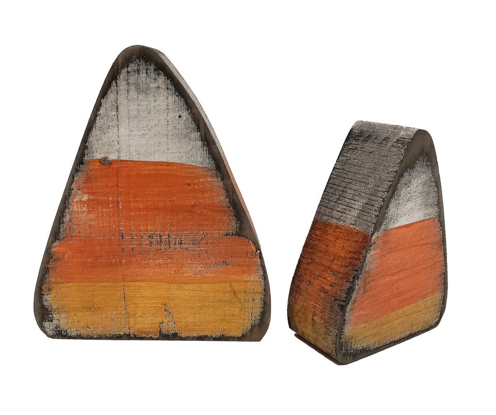 Primitive Handmade Set of 2 Candy Corn Shelf Sitters Home Porch Fall