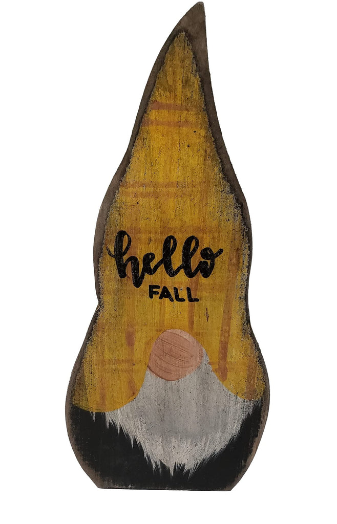 Primitive Hello Fall Wood Gnome Shelf Sitter Porch Seasonal Decor