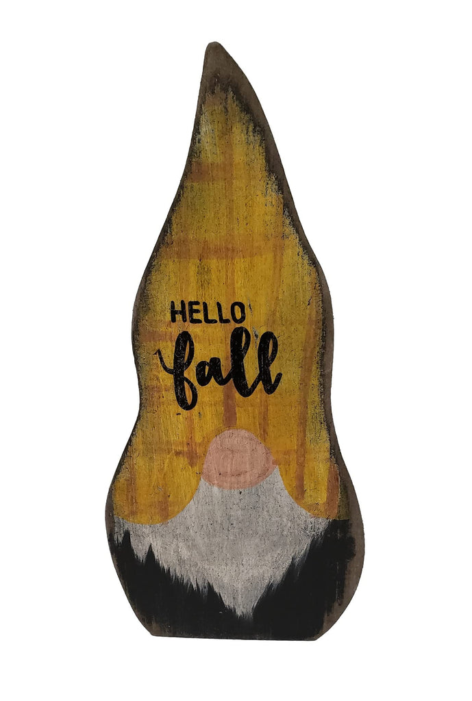 Primitive Hello Fall Wood Gnome Shelf Sitter Porch Seasonal Decor