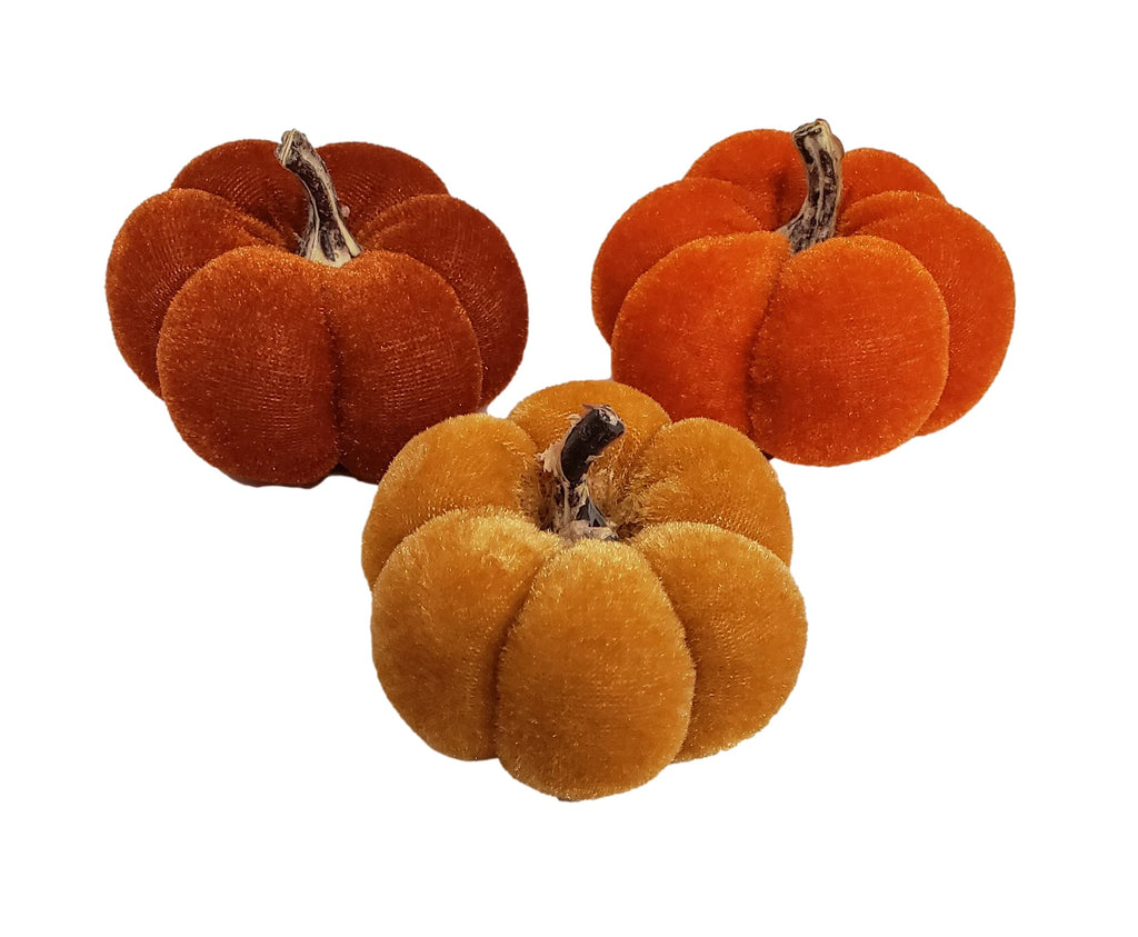 Set of 3 Mini Fabric Pumpkins Fall Autumn Decor