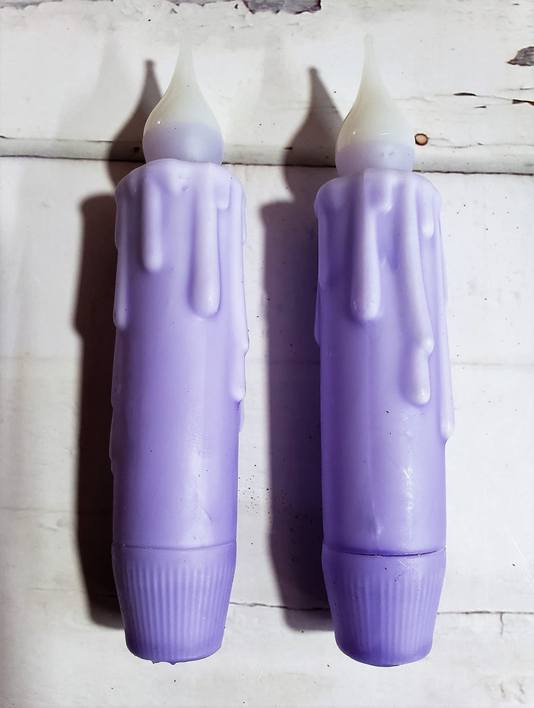 Set of 2 Hand Dipped Wax Timer Taper Candles Battery Operated LED Flameless Light Decor