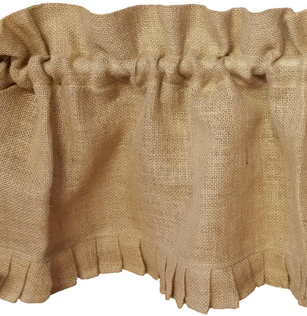 AT Primitive Country Burlap Ruffle Window Valance