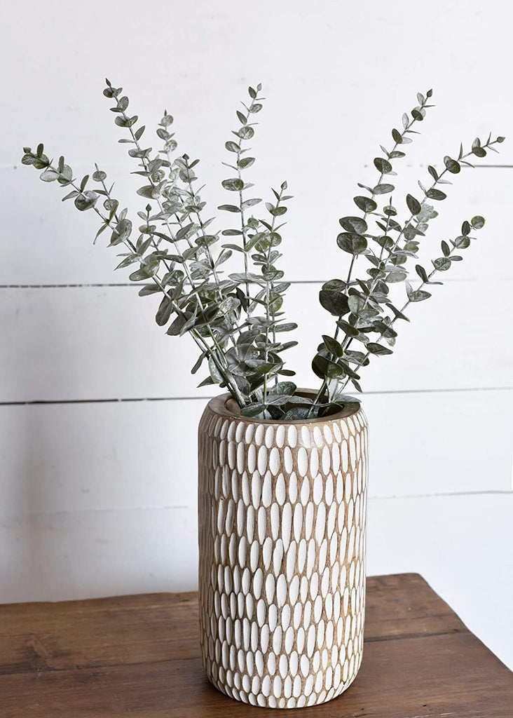 Modern Rustic Hand Carved Boho Wood Vase Planter Home Kitchen Bedroom Decor