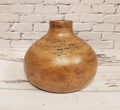Modern Rustic Wood Chubby Round Stem Vase Decor