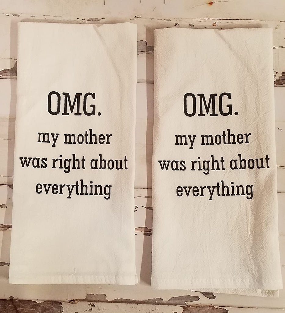 Set of 2 100% Crinkled Cotton Flour Sack Funny Dish Towels Bath Kitchen