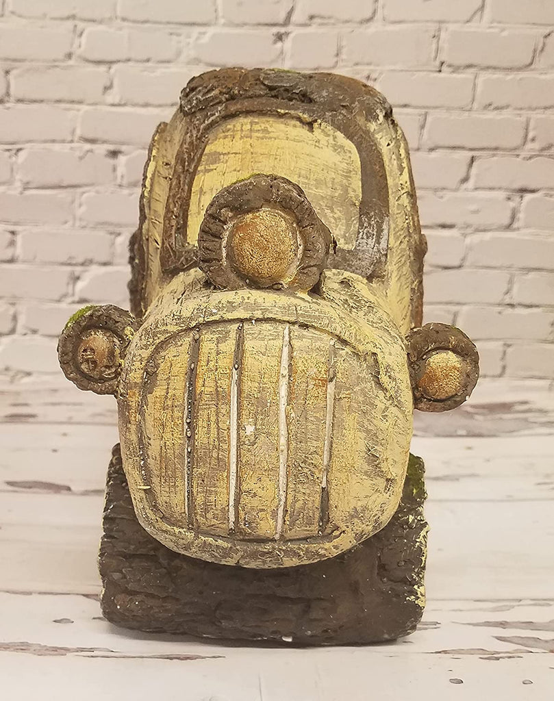 Resin Bark/Log Truck Planter with Faux Moss Accents Garden Porch Decor