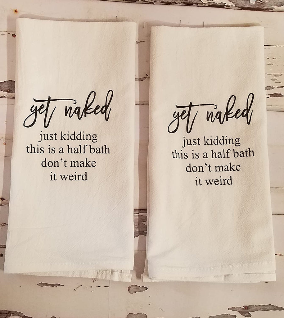 Set of 2 100% Crinkled Cotton Flour Sack Funny Dish Towels Bath Kitchen