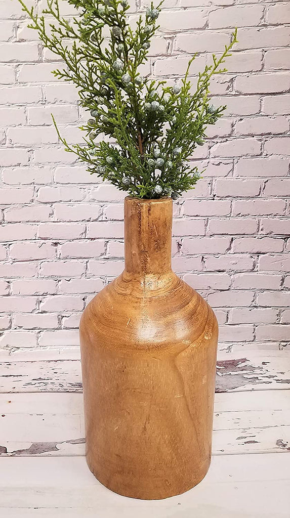 12 Inch Tall Modern Rustic Wood Bottle Stem Vase