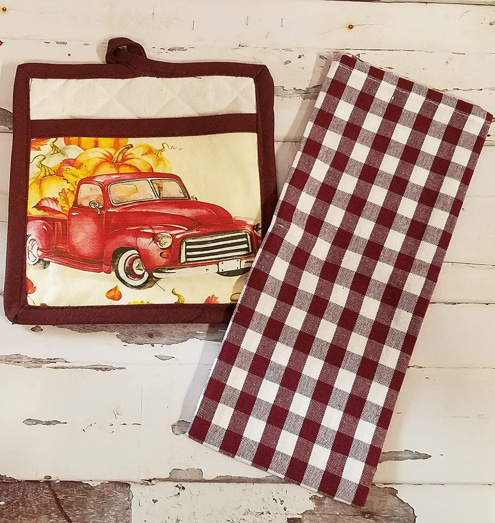 Fall Seasonal Dish Towel and Pot Holder Gift Set