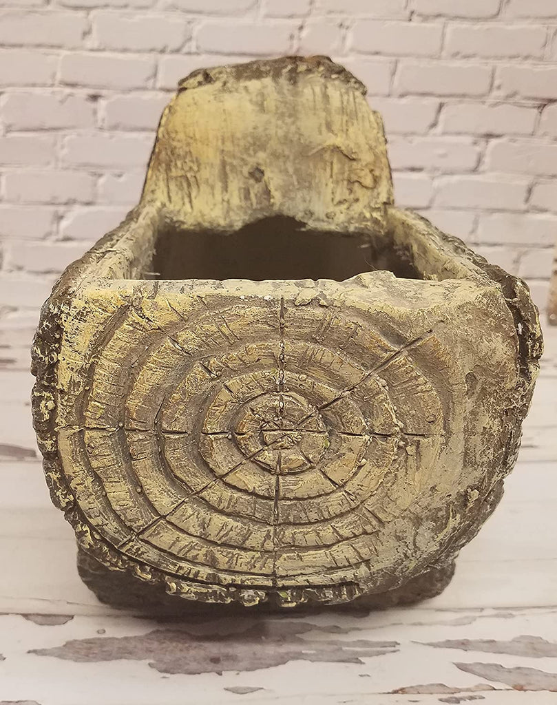 Resin Bark/Log Truck Planter with Faux Moss Accents Garden Porch Decor