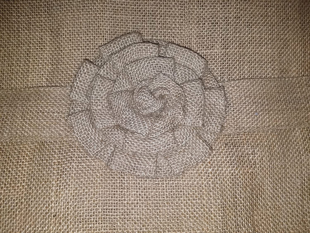 AT Primitive Country Burlap Rose and Ruffle French Door Panel Curtain