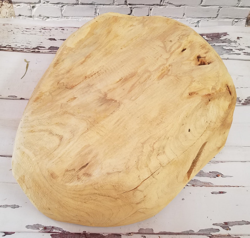 Rustic Carved Wood 18 Inch Decorative Bowl for Fruit or Display