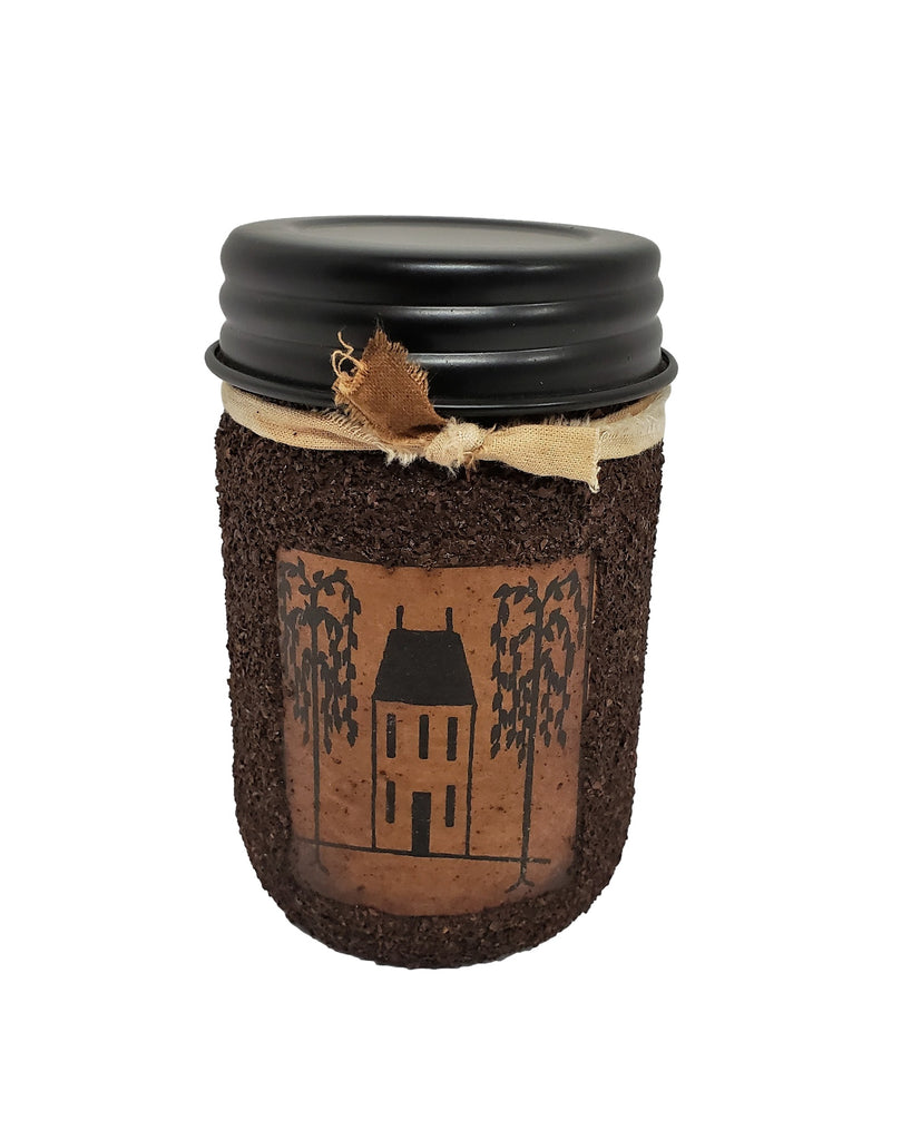 Farmhouse Primitive Grubby Mason Jar Candle Hand Dipped 16 Ounce
