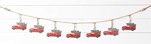 AHD Seasonal Red Truck with Tree Metal Christmas Garland 65 Inches