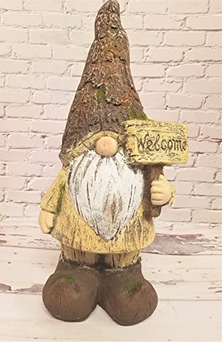 Decorative Bark Welcome Gnome Garden Porch Resin Statue Figure