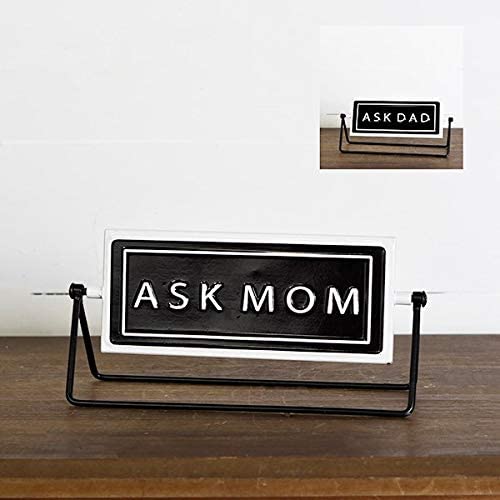 PD Home Vintage Ask Mom/Ask Dad Two Sided Sitting Metal Shelf Sign