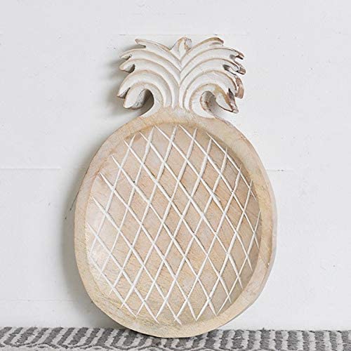 Rustic Whitewashed Wood Pineapple Serving Tray Kitchen Home Decor