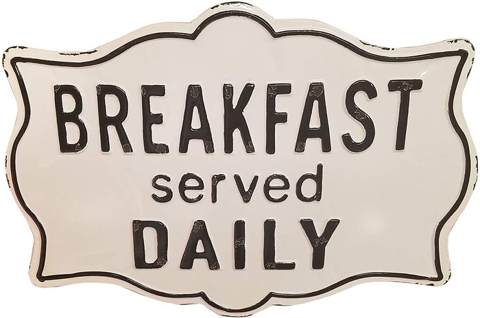 Vintage Breakfast Served Daily Painted Metal Sign Kitchen Decor