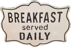 Vintage Breakfast Served Daily Painted Metal Sign Kitchen Decor