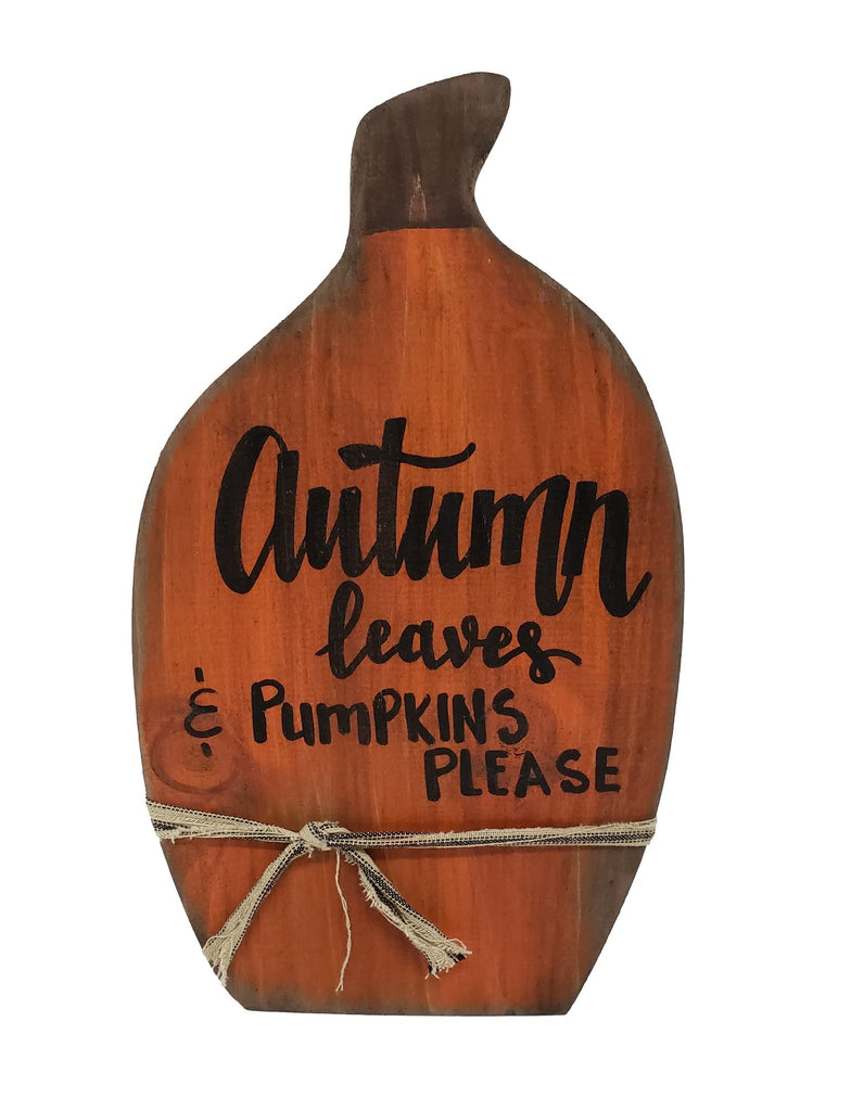 Primitive Fall Pumpkin Autumn Leaves & Pumpkins Please Handmade Wood Home Porch Decor