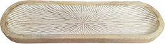 PD Home Boho Rustic Starburst Carved Wood Tray Decorative Modern