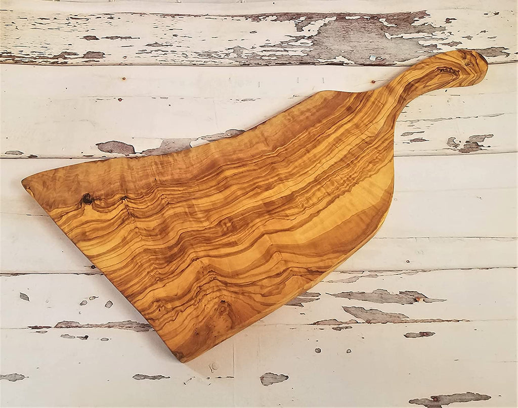 Rustic Olive Wood Cutting Board Serving Tray with Handle