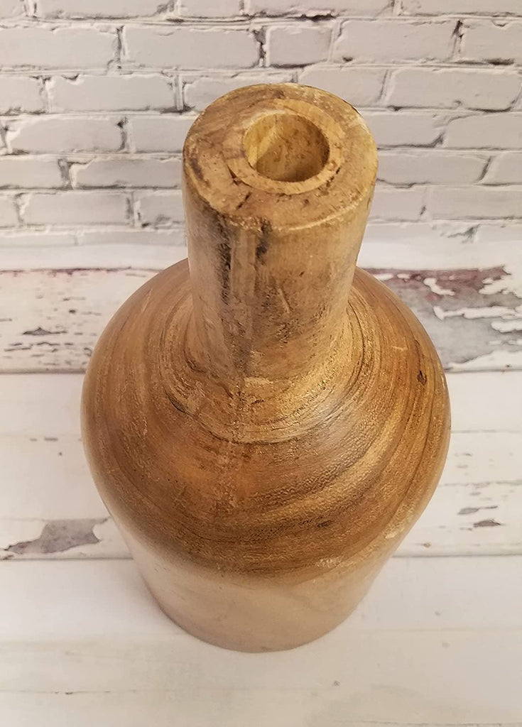 12 Inch Tall Modern Rustic Wood Bottle Stem Vase