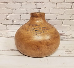 Modern Rustic Wood Chubby Round Stem Vase Decor