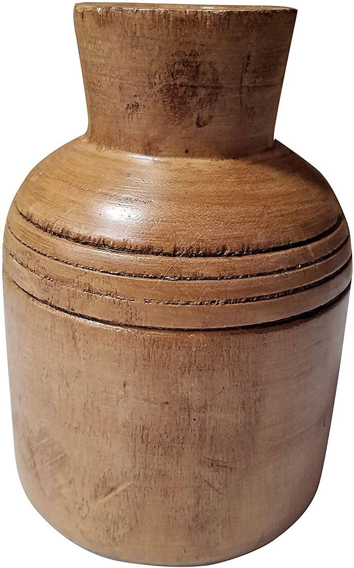 Modern Rustic Wood Bottle Vase Carved Accent Stem Holder Tabletop Decor