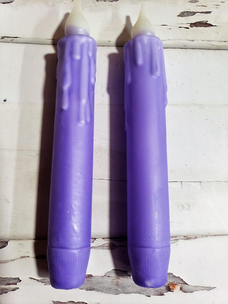 Set of 2 Hand Dipped Wax Timer Taper Candles Battery Operated LED Flameless Light Decor