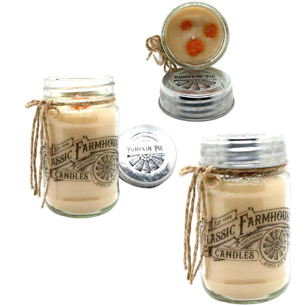 Classic Farmhouse Candles 14 Ounce Mason Jar Candle with Galvanized Metal Lid