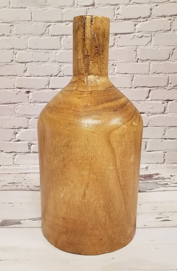 12 Inch Tall Modern Rustic Wood Bottle Stem Vase