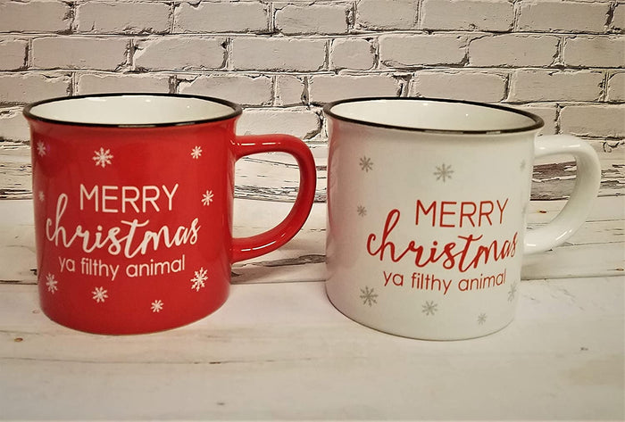 Set of 2 Merry Christmas Ya Filthy Animal Mugs Coffee Cocoa Seasonal