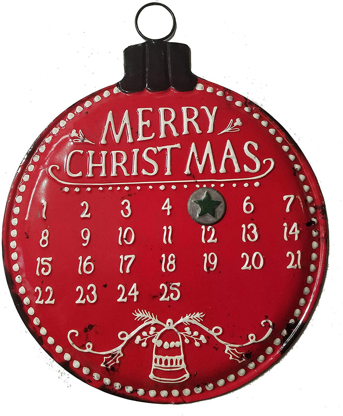 PD Home Merry Christmas Round Metal Counting Days Wall Sign Calendar with Magnet