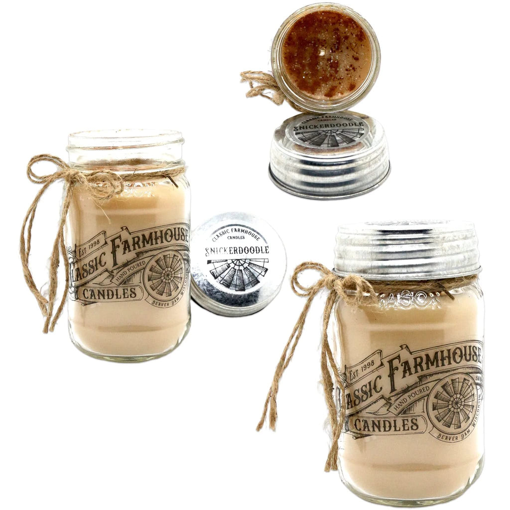 Classic Farmhouse Candles 14 Ounce Mason Jar Candle with Galvanized Metal Lid