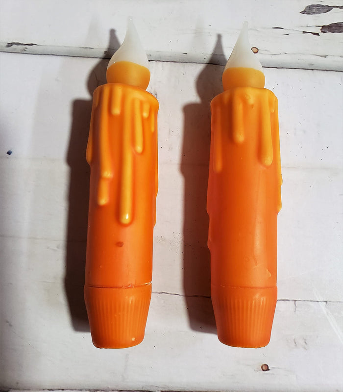 Set of 2 Hand Dipped Wax Timer Taper Candles Battery Operated LED Flameless Light Decor