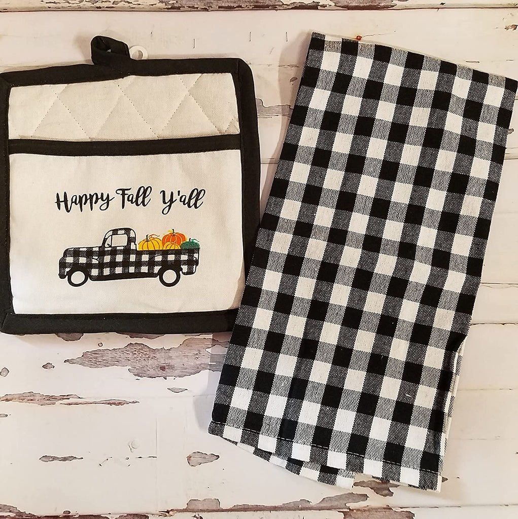 Fall Seasonal Dish Towel and Pot Holder Gift Set