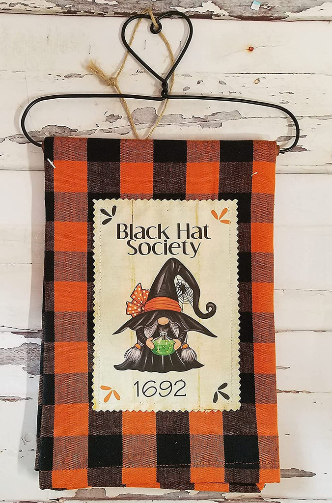 Seasonal Kitchen Dish Towel on Heart Hanger Fall Halloween Gnome Decor